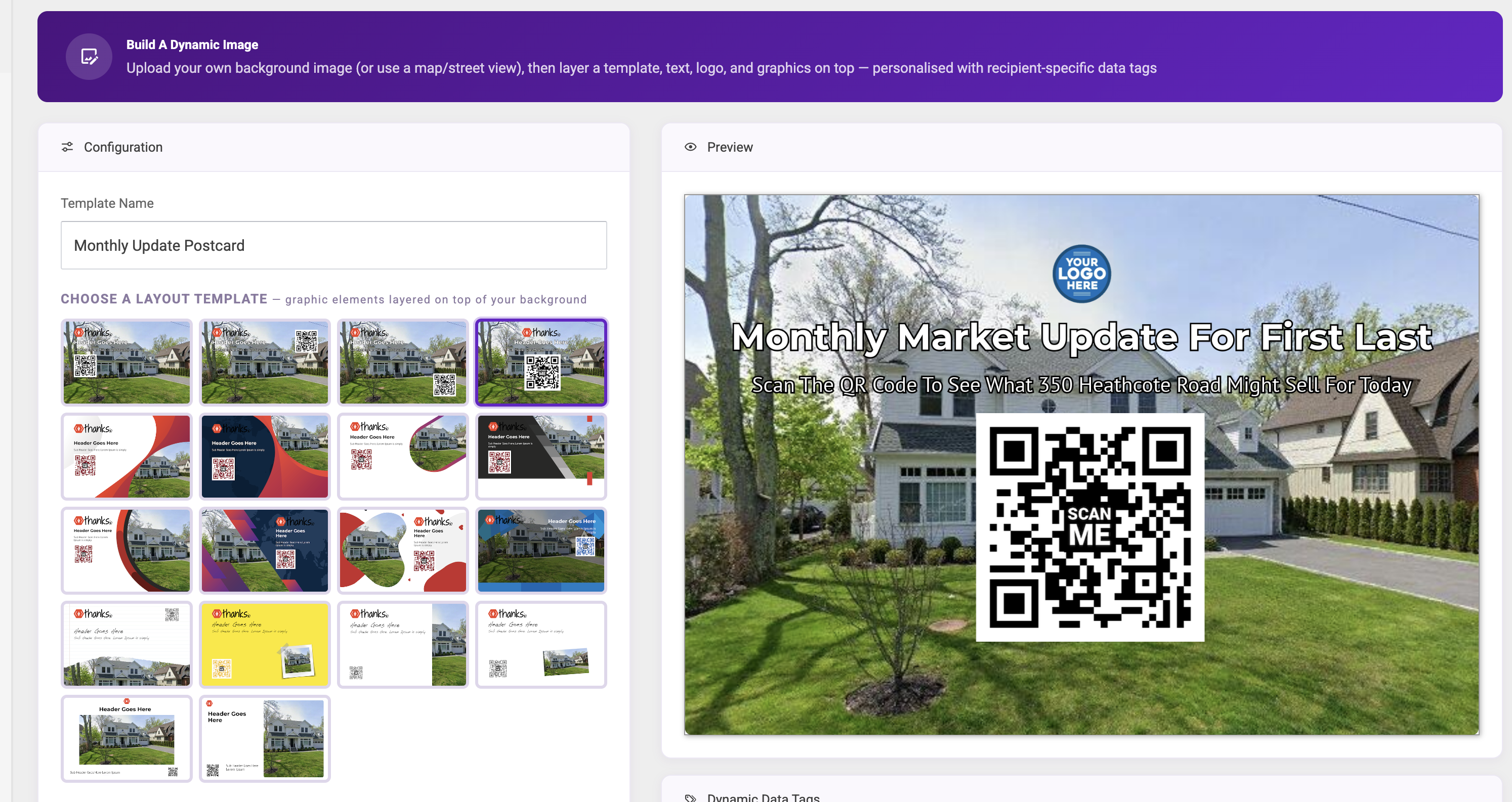 Dynamic Image Template with QR Code